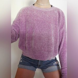 Romeo and Juliet small cropped purple sweater.